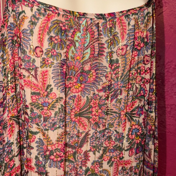 NWT NATURAL LIFE Pink and Cream metallic boho Bollywood floral Maxi Dress. Sz M - Picture 6 of 17